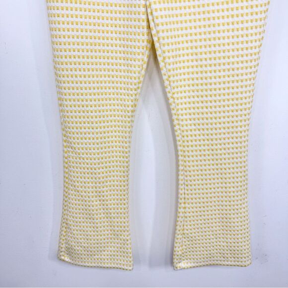 Urban Outfitters Yellow White Texture Checked Pattern Flare Leg Retro Pants - Picture 8 of 13